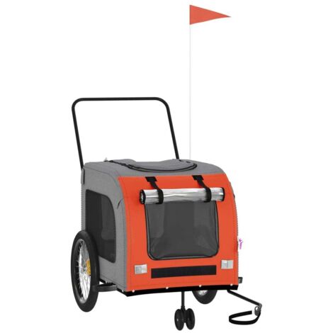 Remorque de vélo pour animaux de compagnie orange et gris CFW64009 (1/5)