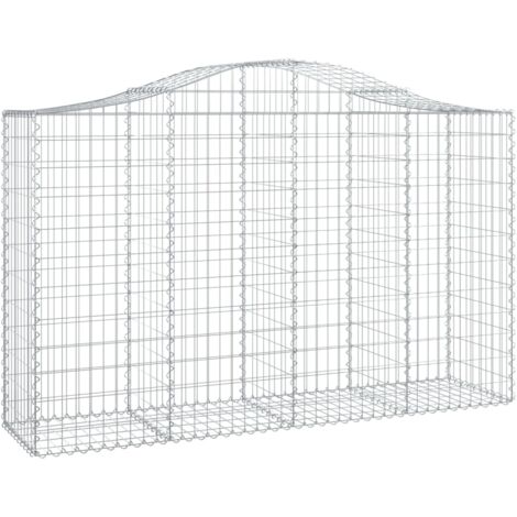 Panier de gabions，Clôture de jardin，Mur en Gabion arqué 200x50x120140 cm Fer galvanisé427437