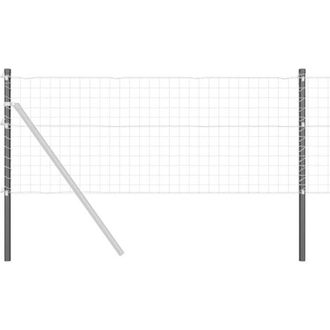 Grillage rouleau,Poteaux de clôture 12 pcs Gris 60 cm Acier peint par poudre (1/5)