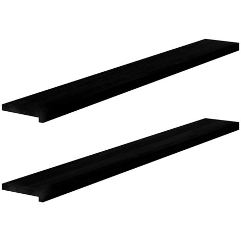 Lot de 2 Appuis de fenêtre | Rebord de fenêtre marron foncé bois de