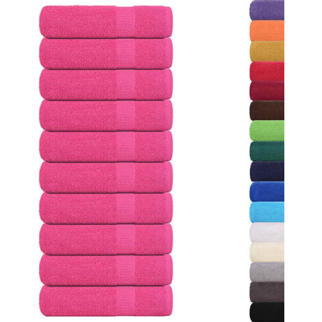 Serviettes de douche 10 pcs,Serviettes de bain rose 70x140 cm 360 g/m² 100% coton CFW203914 (1/5)
