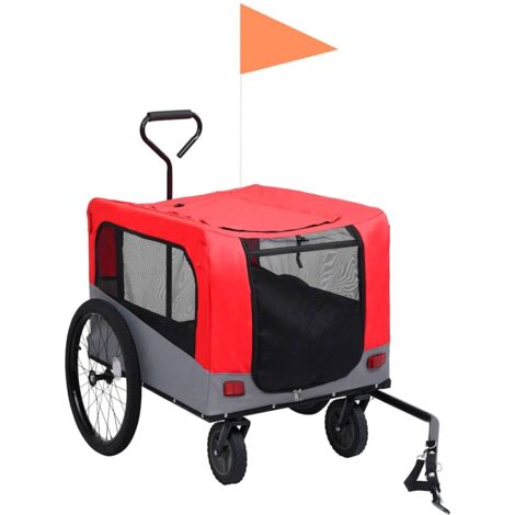 Remorque de vélo pour chiens et poussette 2-en-1 rouge et gris CFW73370 (1/5)