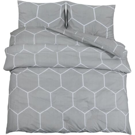 Ensemble de housse de couette，Parures de lit Gris 200x200 cm Coton CFW33448 (1/5)