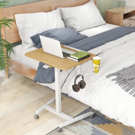 Bureau Mobile Pliable Bureau à Roulettes avec Plateau Inclinable à 90° Bureau Réglable en Hauteur Poste de Travail Portable Naturel (1/5)