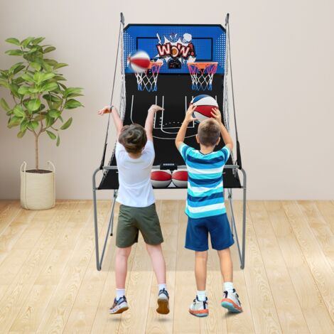 Jeu de Basketball Arcade Pliable à 2 Panier 4 Balles Pompe de Gonflage Panier de Basketball pour 1 à 4 Joueurs avec Système de Pointage Bleu (1/5)