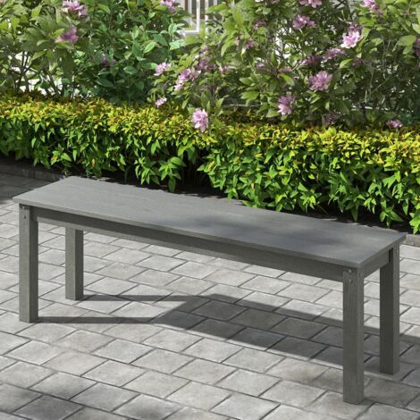 Banc de Jardin pour 2-3 Personnes Banc d’Extérieur sans Dossier Résistant aux Intempéries Mobilier de Jardin Charge 340kg Gris