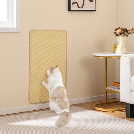 2 Tapis à Griffer Muraux pour Chat 80 X 50 Cm Tapis en Sisal Autocollant Tapis en Sisal Naturel (1/5)