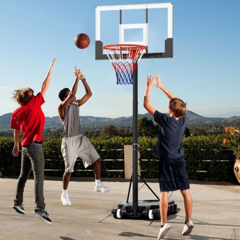 Panier de Basket-Ball Hauteur Réglable 100-212 cm Support de Basketball Mobile avec Panneau Arrière Résistant aux Chocs Blanc + Noir (1/5)