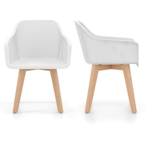 Lot De 2 Chaises De Salle à Manger Modernes Tanevi – Métal Blanc, Siège Rembourré – Beliani