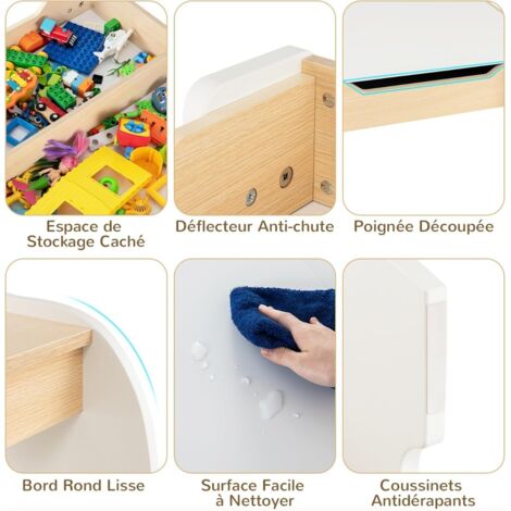 TATIVALO Table pour enfant 6 en 1 avec 2 chaises - Jeux pour enfants avec 163 blocs de construction, double face, activité multifonctionnelle, sable et travaux manuels TATIVALO Table pour enfant 6 en 1 avec 2 chaises - Jeux pour enfants avec 163 blocs de construction, double face, activité multifonctionnelle, sable et travaux manuels