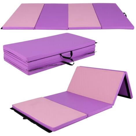 Grand Tapis De Gymnastique Pliable GEPCO - 180x80x5cm - Magenta/Noir - Yoga, Fitness