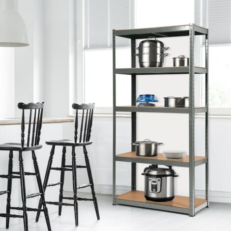 Etagère de Garage à 5 Niveaux Charge Max.175KG Etagère Ajustable 90 x 40 x 180cm Gris (1/5)
