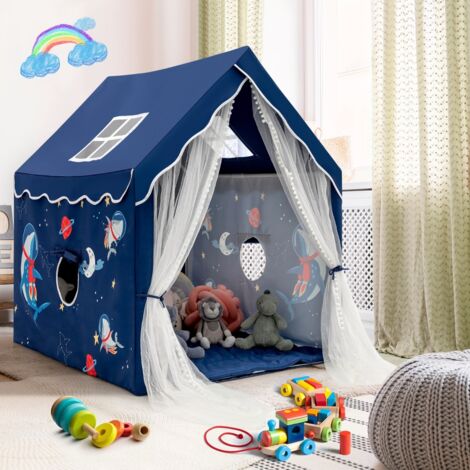 Tente de Jeux pour Enfants Intérieur Cabane avec Fenêtres en Maille Respirante pour Enfants plus de 1 Ans Bleu