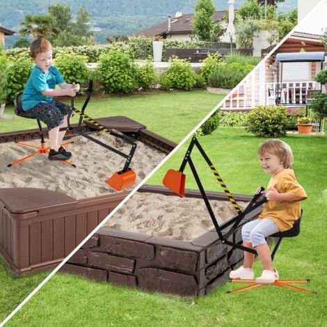 Pelleteuse Géante Enfant En Métal – Excavatrice à Sable Avec Siège Rotatif 360° & Pelle Flexible, Jouet Outdoor Solide Pour Plage, Neige & Jardin (Gris)