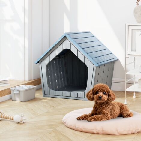 Maison en Plastique Imperméable pour Chat Condo Intérieur et Extérieur avec Aérations & Toit en Pente Abri pour Animaux Bleu (1/5)