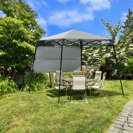 Tonnelle Pliante 182 x 182 cm Protection Solaire Portable et Léger Abri avec Sac à Dos pour Camping Fête Barbecue Jardin Patio Plage Gris (1/5)
