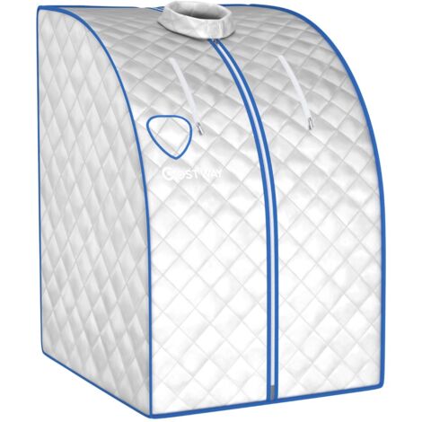 Cabine de Sauna Portable Pliable 3L avec Télécommande 9 Options de Minuterie Fonction de Vaporisation Puissance 1000 W Argent (1/5)