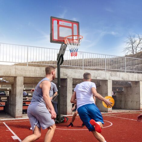 Panier de Basketball sur Pieds Hauteur Réglable de 1,55-3,1m Support de Basketball avec Panneau Arrière en Pet Basket-Ball et Pompe