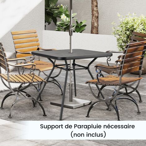 Table de Jardin Carré 80CM Table Extérieure avec Trou de Parasol de 4CM et Couvercle en Métal Robuste avec Plateau DPC (1/5)