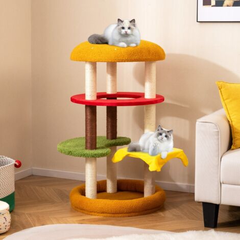 Arbre à Chat Moderne de 106 cm Tour à Chaton à Plusieurs Niveaux avec Perchoir Rembourré Lit Spacieux Griffoirs en Sisal Coloré (1/5)