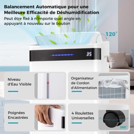 Déshumidificateur D'air électrique, Déshumidificateur Silencieux Avec Led Minuterie 24 Heures Arret Automatique Et Degivrage Automatique 98312061