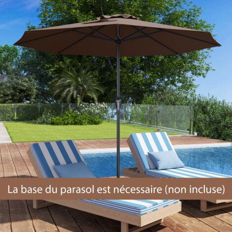 Parasol de Terrasse de 260 cm Parasol à Manivelle avec 8 Baleines Robustes Dessus Ventilé Protection Solaire Parasol de Table Café (1/5)