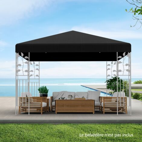 Toile de Toit de Rechange en Polyester pour Pavillon Tonnelle Tente 300 x 300 cm Noir (1/5)