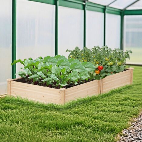 Jardin en Bois surélevé Extérieur Bac à Plantes Carré 102 x 102 x 30 CM avec Fond Grand Contenant pour Terrasse de Jardin Naturel