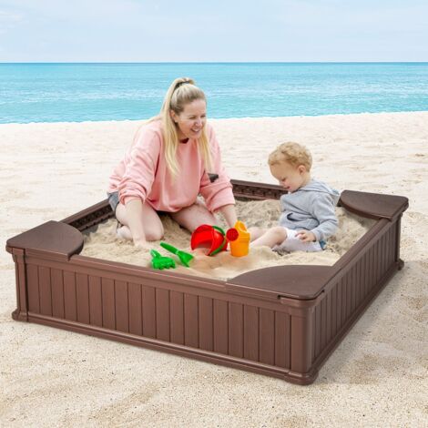 Bac à sable - AKOZON - 8367 - Bois de sapin traité - 4 assises - 109 x 109 x 19,8 cm - Jeux - Jouets