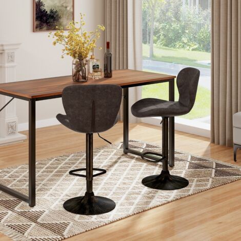 Tabourets de Bar Pivotants Lot de 2 Chaise de Bar Industrielle avec Repose-Pieds Chaise Haute Bar en Cuir Hauteur Réglable 87-108 cm Marron Rustique (1/5)