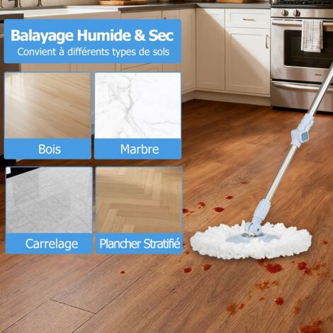 Lot de 6 Tampons de Serpillière Réutilisables Chiffons de Balayage à Sec & Tampons de Lavage avec Balais Serpillière (Non Inclus) (1/5)