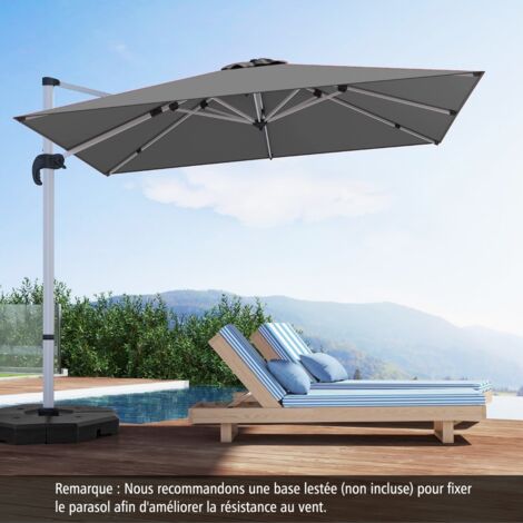 HOMSHADE Parasol Déporté 3m Avec Rotation 360° – Parasol Extérieur UPF50+ Résistant Décoloration 3 Ans Pour Terrasse, Jardin, Piscine
