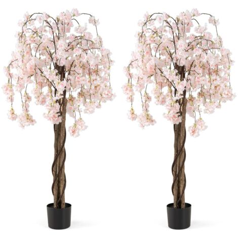 Lot De 2 Rosiers Artificiels 90cm Outsunny - Fausse Plante Décorative En Pot Pour Intérieur Et Extérieur, Rouge