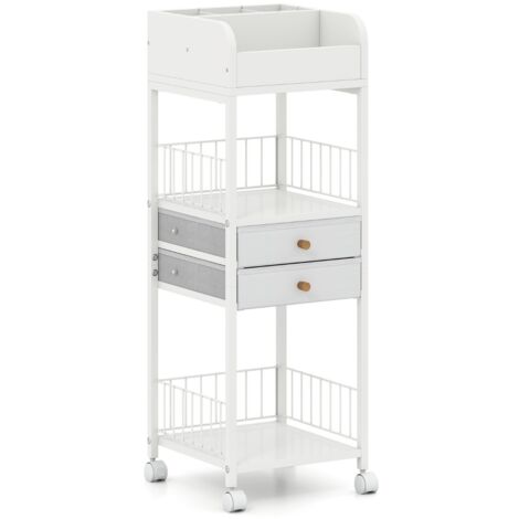 COSTWAY Coffret de Maquillage Beauty avec Miroir et Verrouillage 23 x 15 x 18CM pour Coiffeuse,Fournitures de Couture Argent - Maison