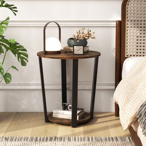 Table d'appoint - ronde - 60 cm - 2 niveaux - industrielle
