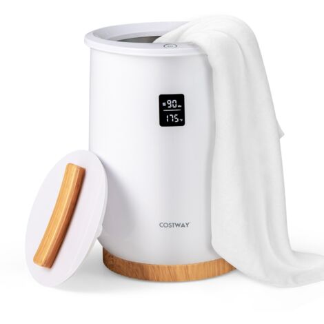 RELAX4LIFE Seau Chauffe-Serviettes 20L – 3 Niveaux De Chaleur, LED Tactile, Minuterie 20-90 Min, Porte-Parfum, Sécurité Enfants, Chauffage Ultra-Rapide