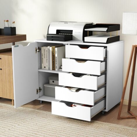 HOMCOM - Classeur vertical de 24 po avec tiroir verrouillable, classeur mobile avec 2 clés