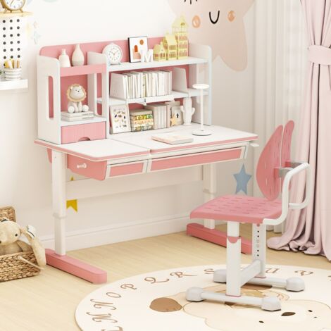 Chaise De Bureau Enfant Réglable En Hauteur (44-54 Cm) - Avec Dossier Et Repose-pieds - Pour 6 à 16 Ans - Support 150 Kg - Bleu