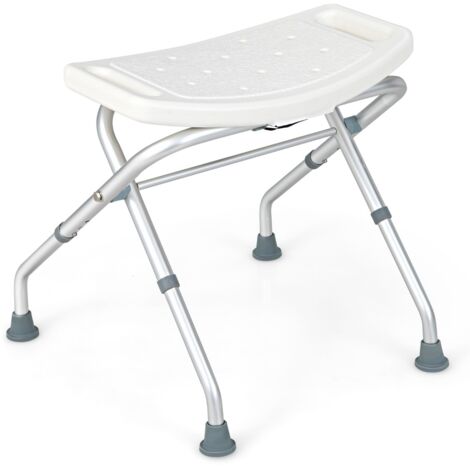 Tabouret de Douche Hauteur Réglable 49-52,5 cm Siège de Douche Accoudoirs Amovibles Pieds en Caoutchouc Antidérapants Blanc (1/5)