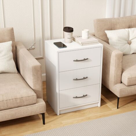 Table de Chevet Moderne avec Rangement Table de Nuit Compacte avec Kit Antibasculement Blanc (1/5)