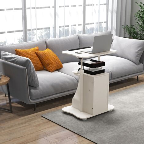 Bureau Mobile Pliable Bureau Roulant pour PC avec Plateau Inclinable à 90° Ajustable pour Travailler Assis-Debout Poste de Travail Naturel