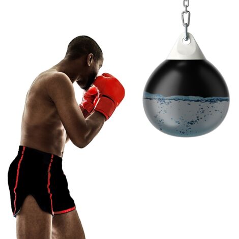 Sac de Frappe à Eau 55x71cm avec Chaîne Réglable Charge 80L Entraînement Professionnel et Débutant avec Tube de Remplissage d'Eau