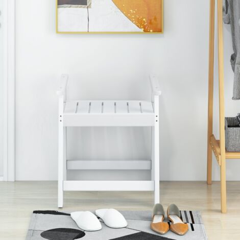 Banc de Douche avec Accoudoirs Siège de Spa Tabouret de Bain pour Douche Intérieure Rasage de Jambes 58 X 52 X 615 cm Blanc (1/5)