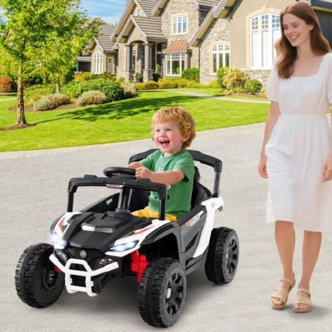 Baloveby Voiture électrique pour Enfants de 3 à 8 Ans, 12 V, avec télécommande 2,4 GHz, Suspension à Ressort, lumières LED, Bluetooth, 2 Vitesses, pour Enfants de 3 à 8 Ans, Bleue