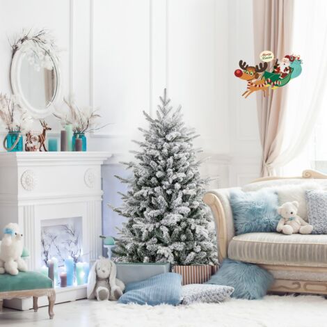 Sapin de Noël Artificiel 8 Modes d'Eclairage Lumières LED Multicolores Pointes de Branches en PVC et PE Haute de 135cm (1/5)
