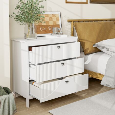 Commode à 3 Tiroirs de Style Moderne Armoire de Rangement avec Kit Anti-basculement Table d'Appoint avec Rangement Blanc (1/5)
