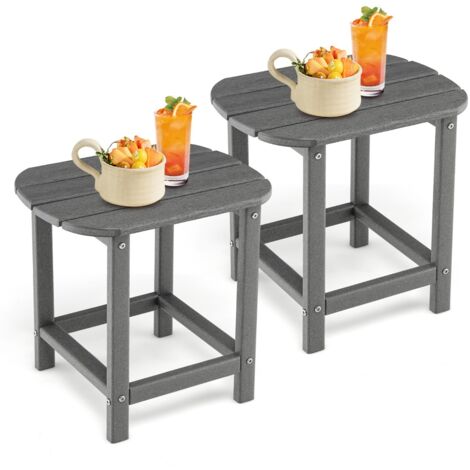 Table d'Appoint d'Extérieur Table de Style Adirondack Résistante aux Intempéries en PEHD Antirouille et Imperméable 48x37x46cm(LxlxH) Gris (1/5)