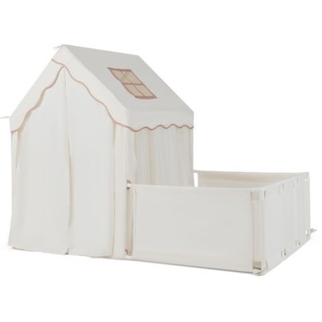 Tente De Jeu Pour Enfants Avec Rideaux En Tissu Et Moustiquaire Lumieres Etoilees Fanions A Carreaux Pour Les 3 Ans Et Plus Beige 91791809