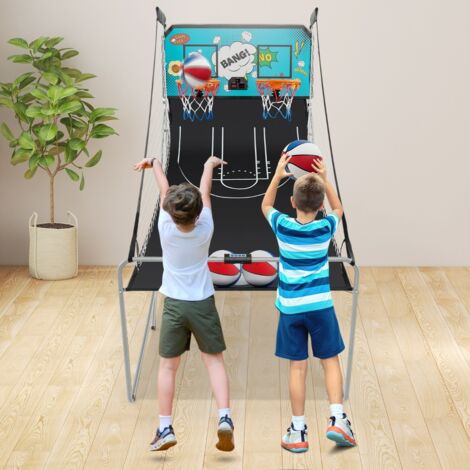 Jeu de Basketball Arcade Pliable à 2 Panier 4 Balles Pompe de Gonflage Panier de Basketball pour 1 à 4 Joueurs avec Système de Pointage Vert (1/5)