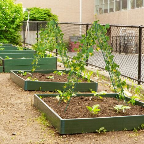 Lot de 2 Treillis de Jardin en Métal 180x50cm Support de Plantes Antirouille pour Plantes Grimpantes Roses Légumes Treillis Extérieur Vert (1/5)